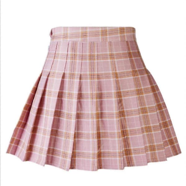 Kvinder Casual Plaid Nederdel Piger Høj Talje Plisseret A-line Mode Uniform Nederdel Med Indershorts mørkegrå 2 mørkegrå 2 S