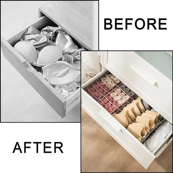 11 Grid Underwear Storage Box, Washable Foldable Panty Organizer, Storage Box, 40x 15.5x 14cm (Grey)