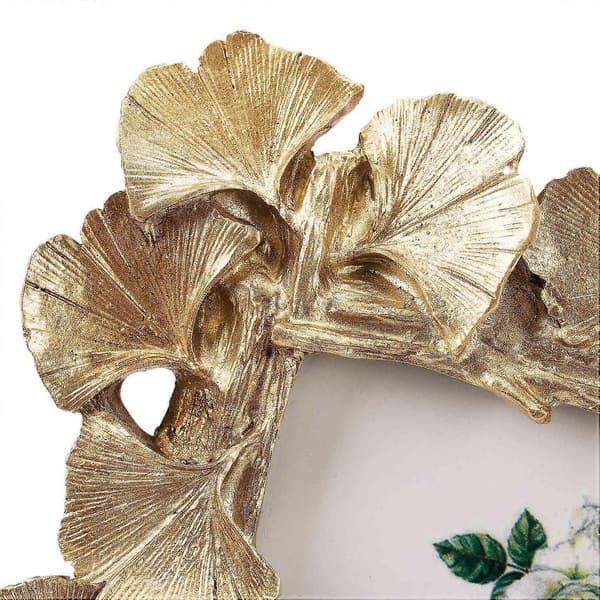 Retro Resin Frame with Golden Ginkgo Leaf for Home Decor