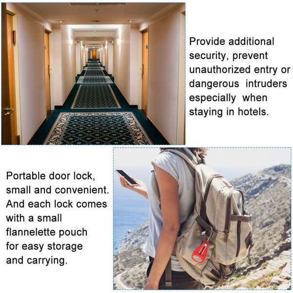 2-pack Portable Door Locks with Storage Bag for Hotel, School, Bathroom.