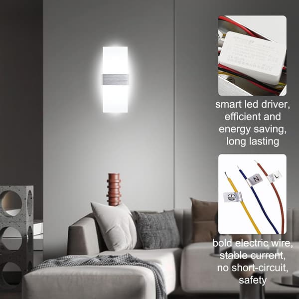 12W Væglampe indendørs, moderne LED-lampe til soveværelse, hall, stue, trappeafsats