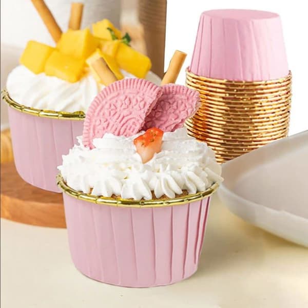 Muffinsforme i papir - 100 stk., lyserøde - Velegnet til cupcakes, fødselsdage, fester, Halloween, bryllupper