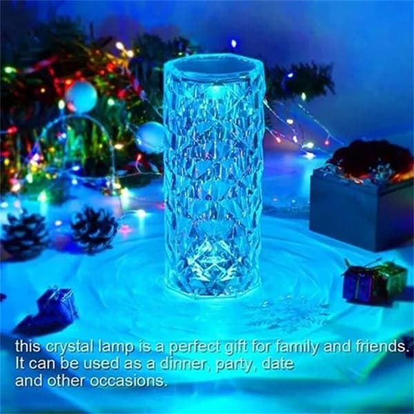 3 Colors LED Crystal Table Lamp Light Projection Lamp LED Atmosphere Bedroom Bedside Lamp USB Rechargeable Night Light