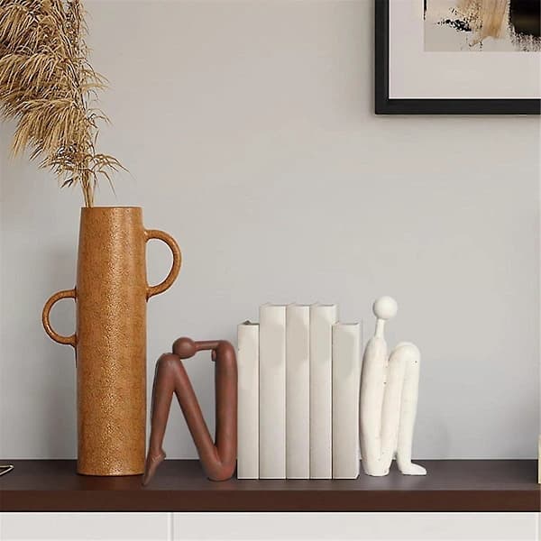 Decorative Bookends for Heavy Books, Statue Bookends for Shelves and Office Desks White