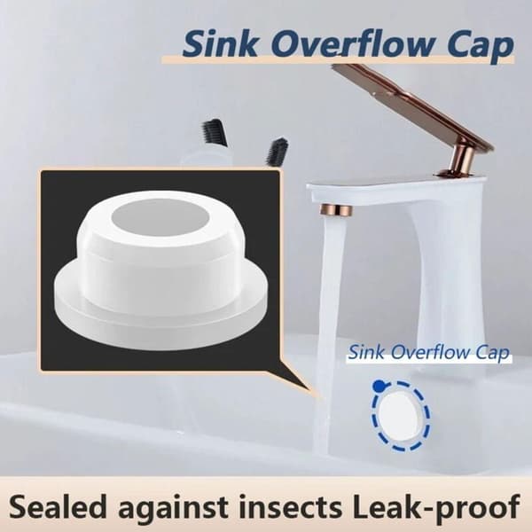 Sink Overflow Cover, Replacement Drain Hole Cap for Bathroom and Kitchen
