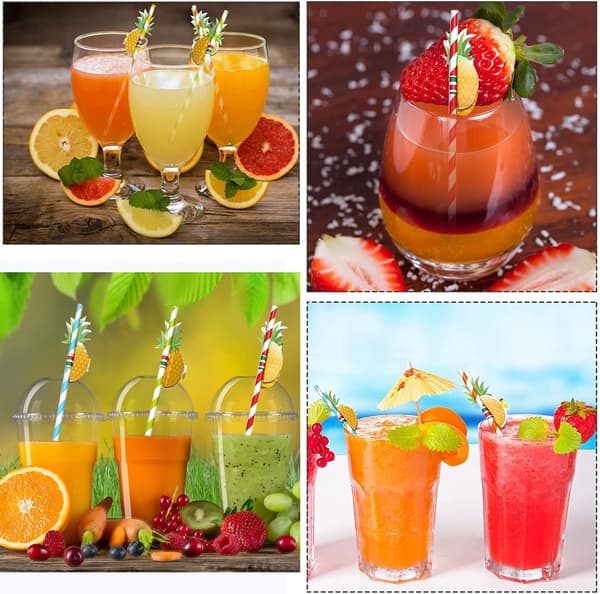 Cocktail Straws, 50 Pieces Cocktail Straws, 3D Pineapple Drinking Straws