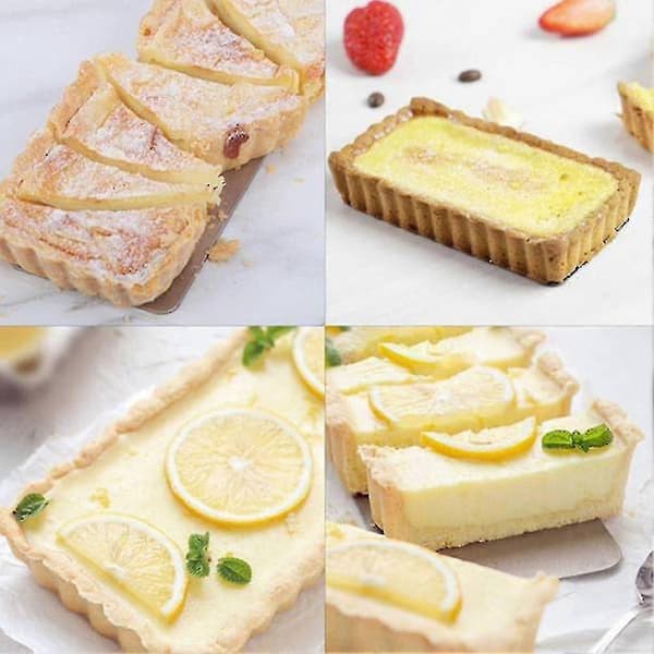 8-pack Non-stick Quiche Pie Pans Rectangular Removable Bottom, Fluted Tart Pan for Fruit Pies and Cakes