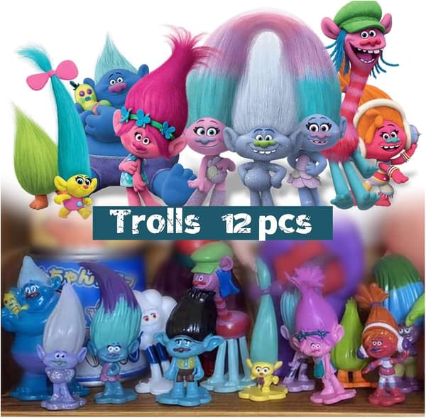 12 stk. Mini Troll Action Figur Leker, Troll Action Figur Leker Troll Festartikler Samleobjekt Dukke for Barn