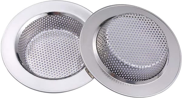 2 stk kjøkkenvaskfilter, rustfritt stål vaskfilter, metallfilter, baderoms- og kjøkkenvaskfilter, diameter 11,2 cm