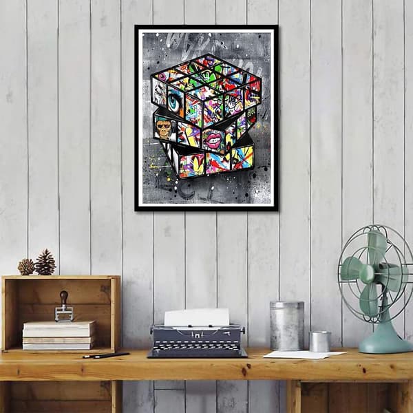 Graffiti Rubiks kube DIY diamantmaleri sett 5D diamantmaleri