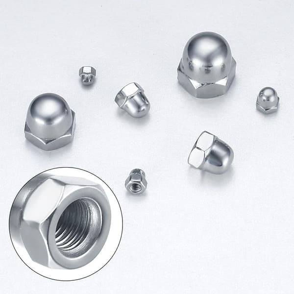 165 deler rustfritt stål eikenøttmuttere, sekskantlåsemuttere, M3/M4/M5/M6/M8/M10/M12 sekskantmutterassortiment