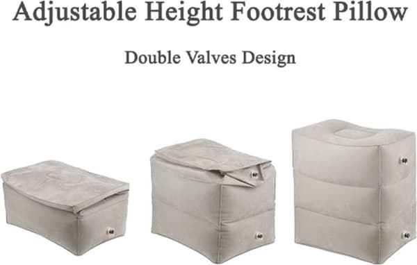 Airplane Bed - Inflatable Footrest - Foot Pillow - Stool - 3 Height Positions - Travel Pillow - Multifunctional Inflatable Pillow