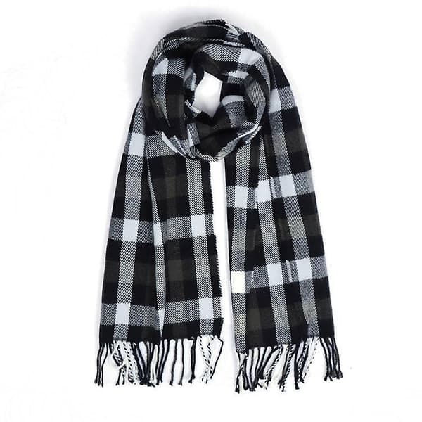 Varm rutete dame vinter skjerf og skjerf unisex svart og grå