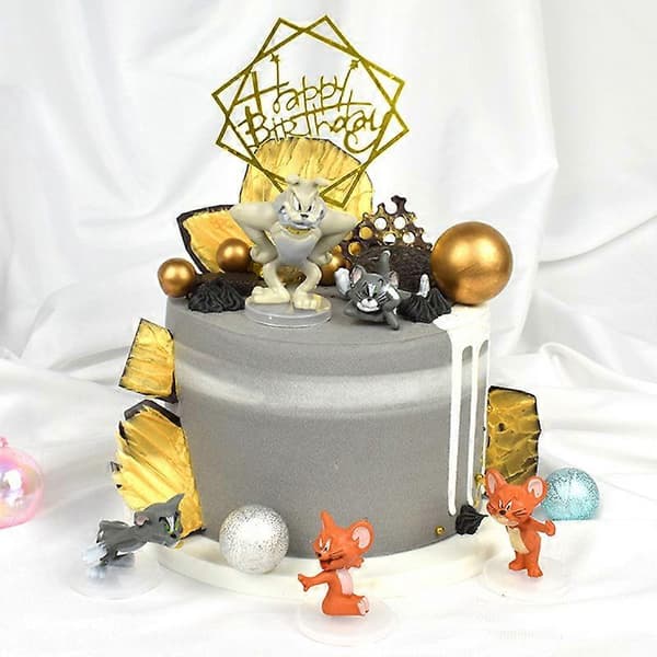 5 stk Tom og Jerry Kakedekorasjon Pyntefigur Leker Figur for Bursdags- Julefest Kake
