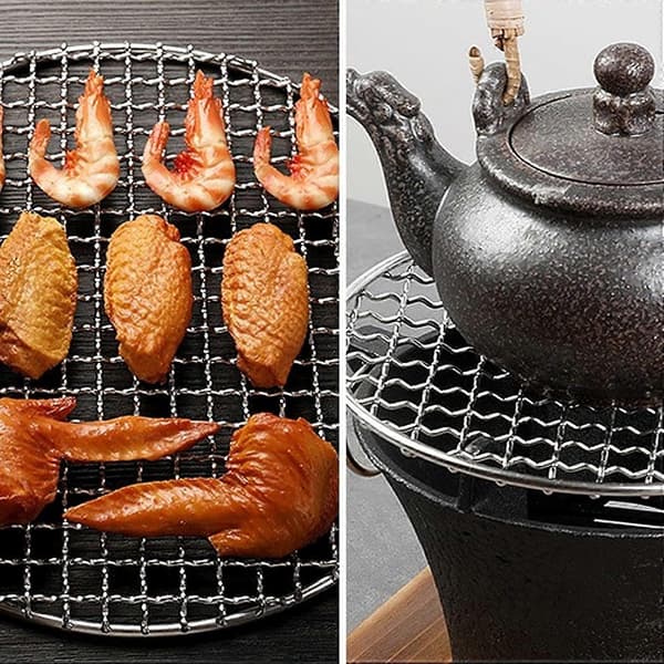 Rustfri rund grill, 15 cm diameter rund grill til indendørs udendørs camping picnic BBQ kølestativ