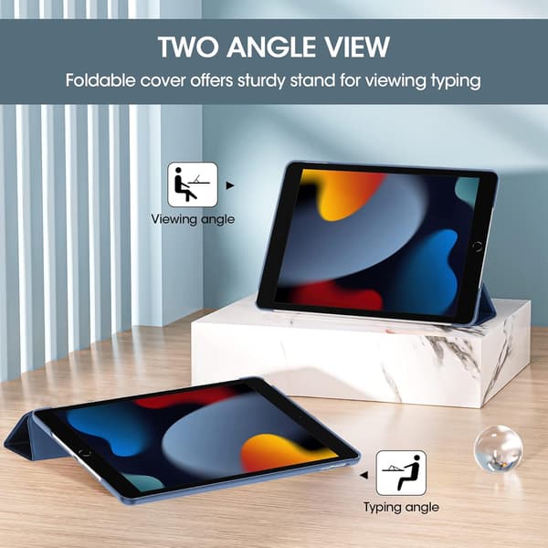 iPad 9:e/8:e/7:e generationen 10,2 tums fodral 2021 2020 2019, Slimmat lätt skyddsfodral Smart Cover - Mörkblå