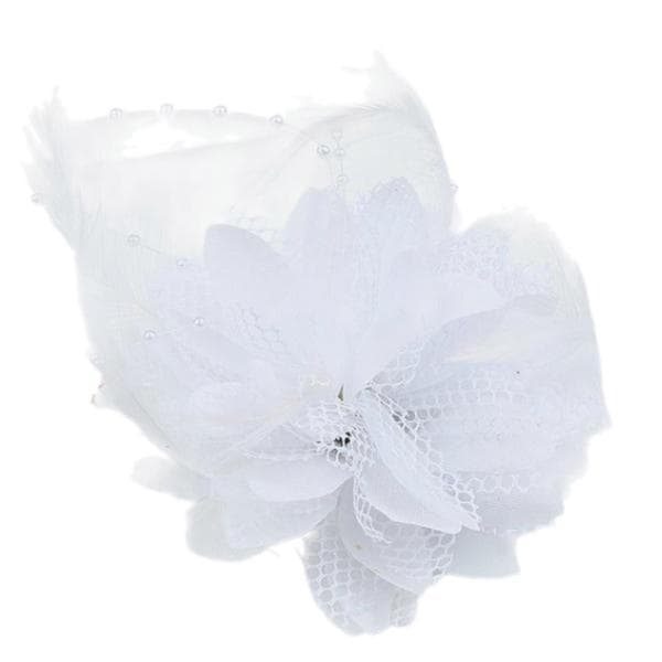 Elegant Blomsterfjer Hårklemme til Kvinder og Piger Håraccessorie til Bryllupper, Fester og Skoleforestillinger Hvid White
