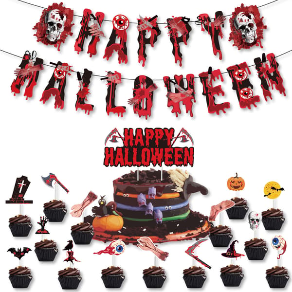 39 delar läskiga Halloween-festdekorationer inklusive Hallowe