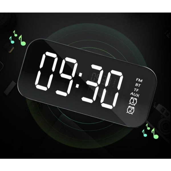 Multifunktionell LED digital väckarklocka, Azultooth-högtalare, skrivbordsbord vid sängen självlysande elektronisk musikdosa (rosa)