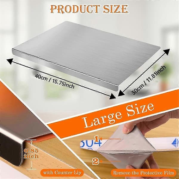 Non-slip stainless steel cutting board with edge and silicone