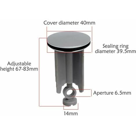 Universal diskpropp, universal baderomsdiskpropp Ø 40 mm vaskavløpsplugg vaskavløp for bidet justerbar i høyde _yux
