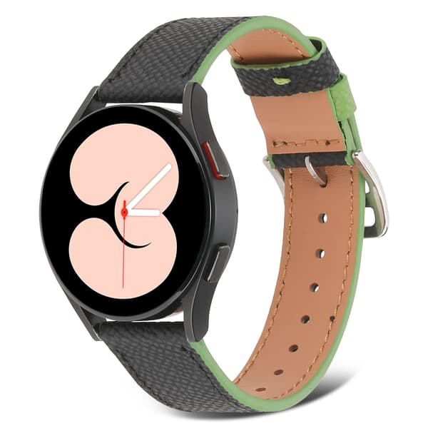 (Svart) Passar Galaxy Watch 4 twill äkta läder LEATHER s