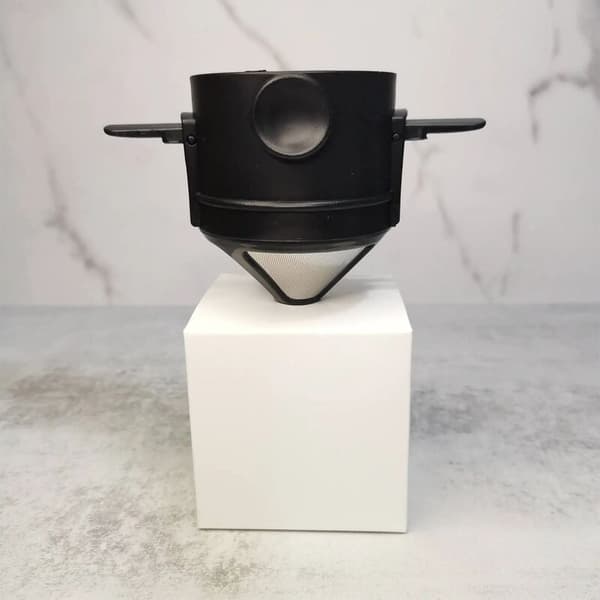 Bærbart sammenklappeligt kaffefilter i rustfrit stål, dryptragt til kaffe og te, tragtkurv, genanvendelig tekande, kaffedrypper (1 stk.)-FA-