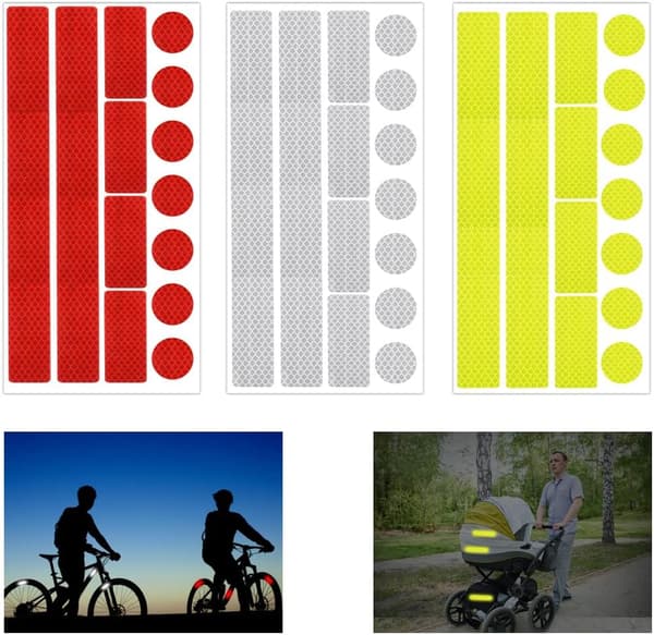 Reflective strips with anti-wear, retroreflective stickers