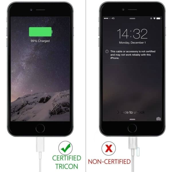 5X Lightning USB-kaapeli Applelle iPhoneen ja iPadiin, 1 m, valkoinen