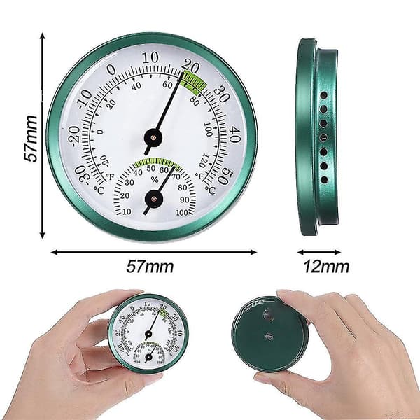 57mm Mini Rund Väggmonterad Hushållslegering Aluminium Analog (Silver)