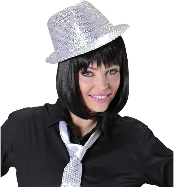 Felt hat with glitter, gold, for theme parties or carnival, Pair