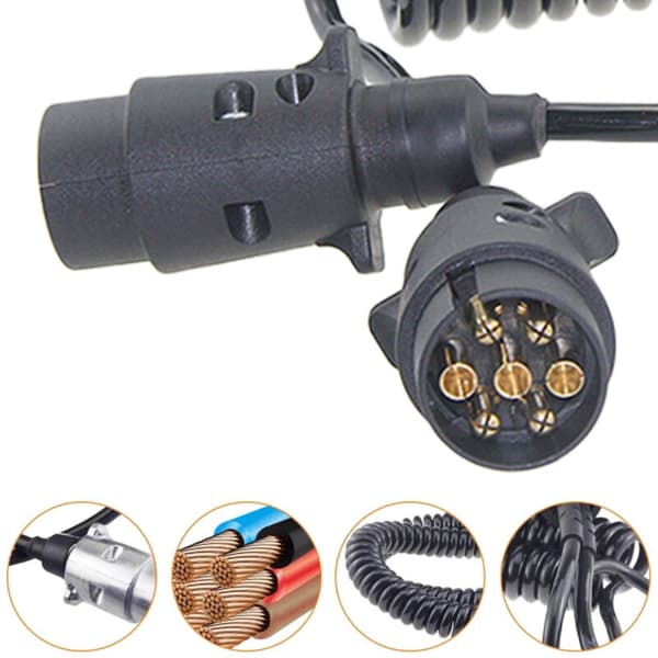 7-pin Trailer Connector Adapter Compatible with Most Vehicles, Heavy Duty Towing Cable Plug