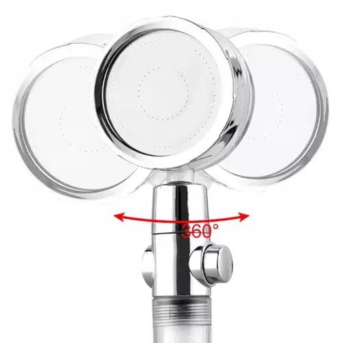Roterende brusehoved med turbine og filter