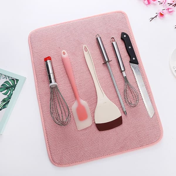 Mikrofiber opvaskemåtte, superabsorberende tørremåtte i pink