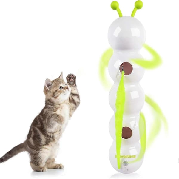 Interactive Caterpillar Cat Toy Suction Cup Wiggle Worm Cat Toy for Indoor Cats Self-Playing Home