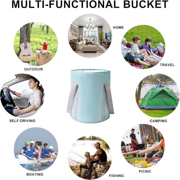 Foldable Foot Bath Kit, Portable Deep Basin, Non-slip and Water Marks, Travel Camping Home, Light Blue 36x30 cm 2-pack