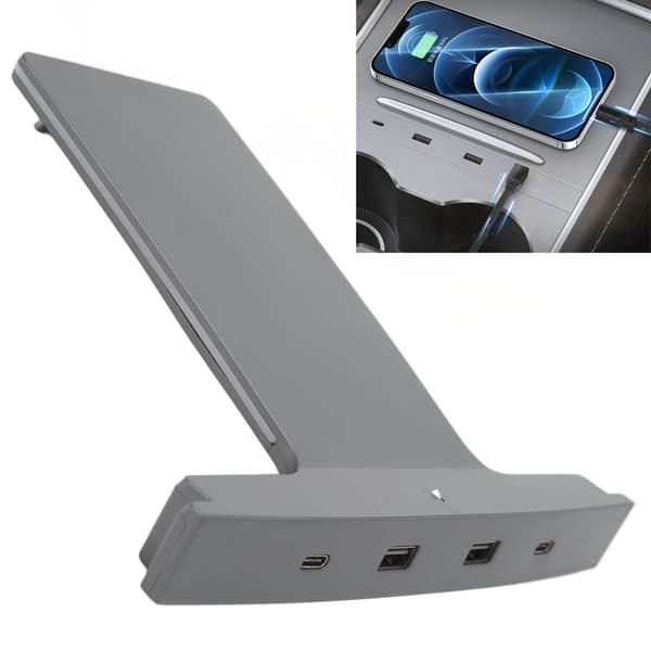 USB-hub til bil med flere opladningsporte, smart dockingstation, midterkonsol, sensoradapter, erstatning for Tesla 3 Y 2021+