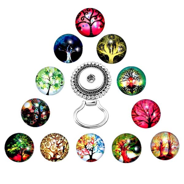 Diamantbroche + 12 knapper, magnetisk brilleholderbroche til w
