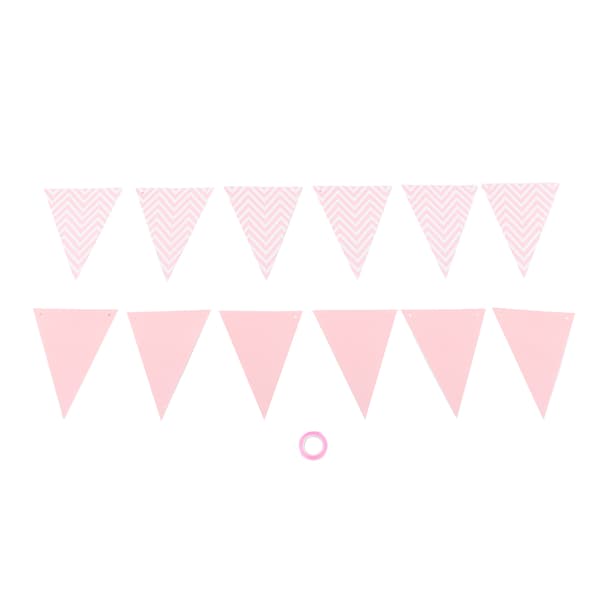 Vimpel Bryllupsrom Barnerom Bursdagsfest Pynte Tilbehør Bølget Trekkflagg Vimpel Bunting Rosa