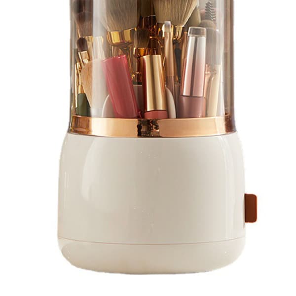 Makeup Brush Holder Multifunctional Brush Organizer Home Rotating Dustproof Cosmetic Makeup Brush Container White