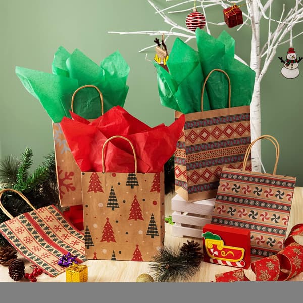 #10 Christmas Kraft Bags with Assorted Christmas Prints for Kraft#