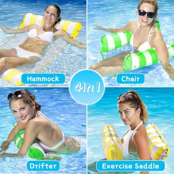 Pool Hammock for Adults 2 pcs, Inflatable Floating Hammock 4-in-1 Float Hammock Multi-Use Water Hammock Foldable Portable Ultralight Float