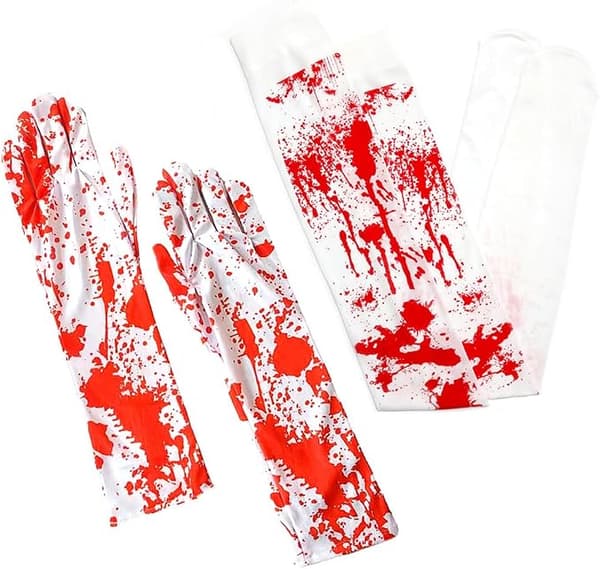 Halloween Blodige Handsker og Strømper Sæt, Blodige Strømper Handsker, Blodige Strømper til Kvinder, Blodigt Halloweenkostume