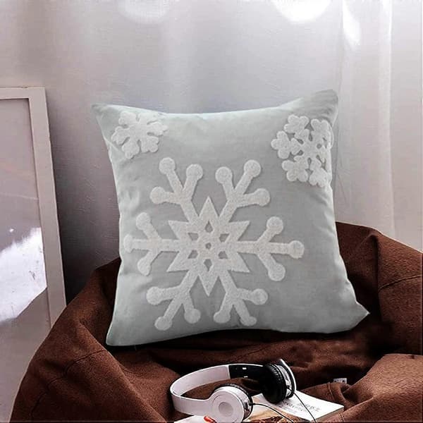 2 stk Myke Jul Vinter Snøfnugg Stil Bomull Lin Broderi Pynteputetrekk