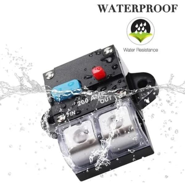 TS-Auto Circuit Breaker Car Protection 200A, Resettable Automatic Fuse 12-48V DC Waterproof Automatic Fuse with Reset Switch