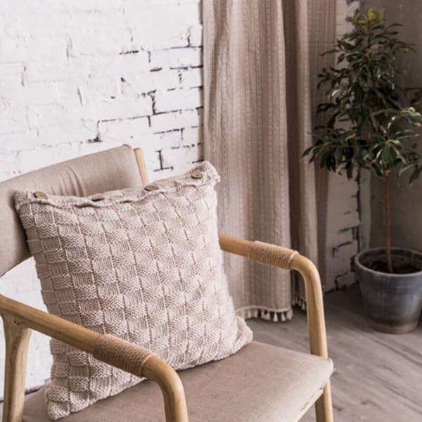 Geometriskt stickat örngott enkel modern beige vävd soffkudde sängkläder kudde (45CmX45Cm)