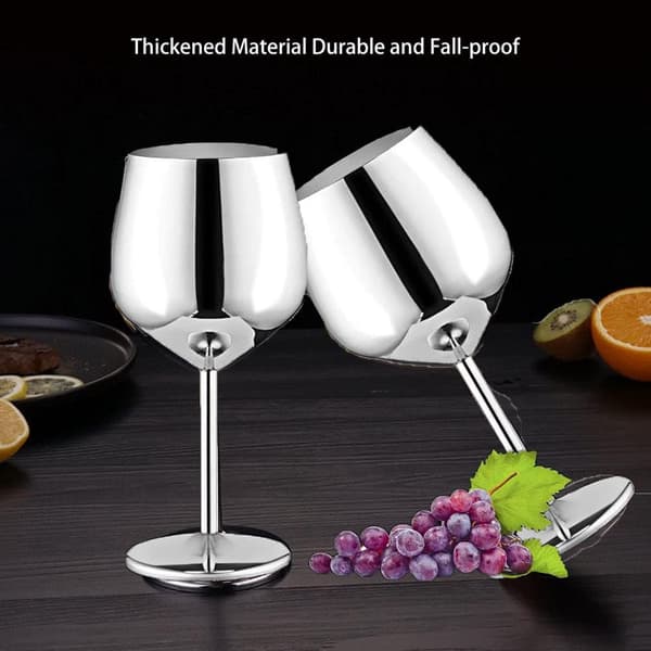 500ml Rostfritt Stål Maple Tint Vinglas, Metallstjälksglas, Okrossbart Vitvins Cocktailglas, BPA-fritt
