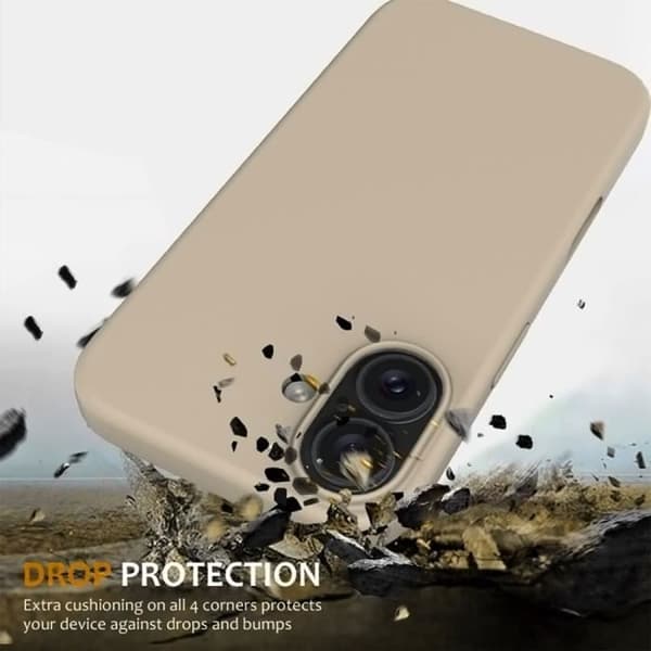 Etui og 2 herdede glass til iPhone 16, ultratynn beskyttelse støtsikker ripebestandig beige-FX-