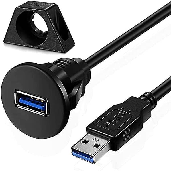 Extension Cable Wide Compatibility USB 3.0 Male to Female Flush Panel Mount Data Extension Cable for Car Q