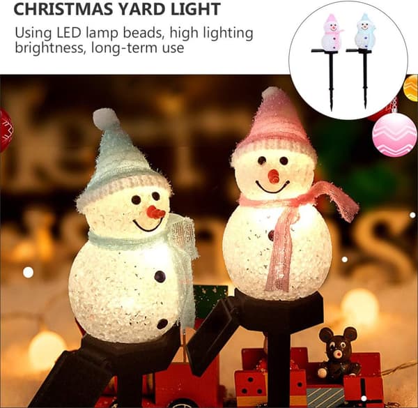 *2 LED Solcelle Snemand Lys Havedekoration Julebelysning Gar*